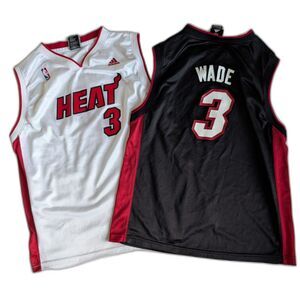 Lot Of 2 Adidas Miami Heat Dwayne Wade #3 Jersey Youth XL (18-20) Womens S NBA